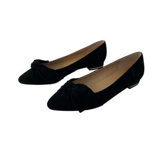 New Talbots Edison Bow Flats Black Suede New w/o Box 6.5